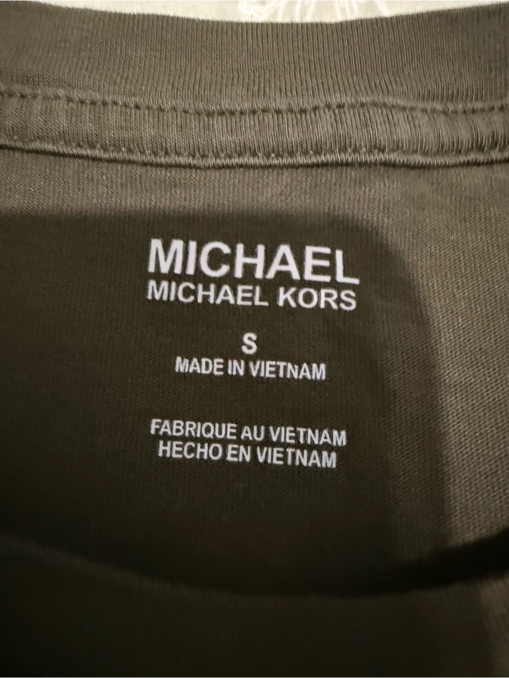 Michael Kors Olive Green Short Sleeve Logo Tape Tee - Picture 2 of 6